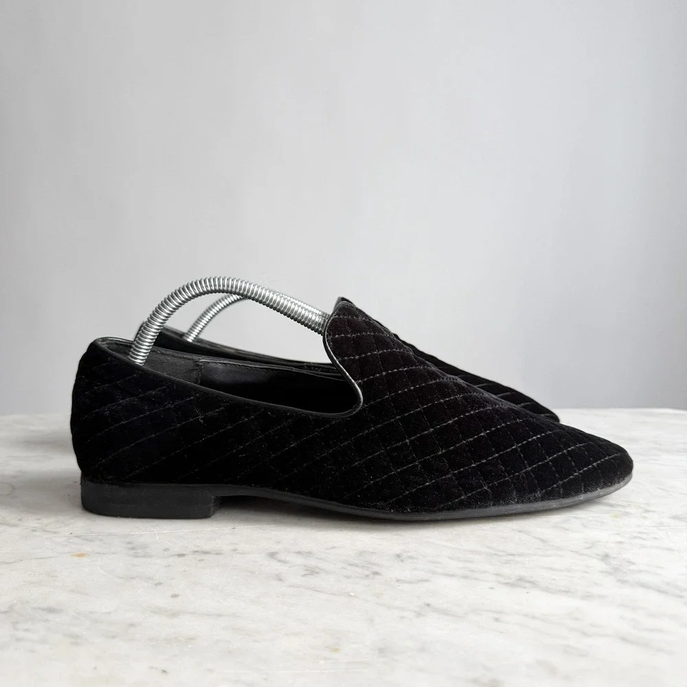 Giorgio Brutini men's black velvet quilted loafers‎ size 9
